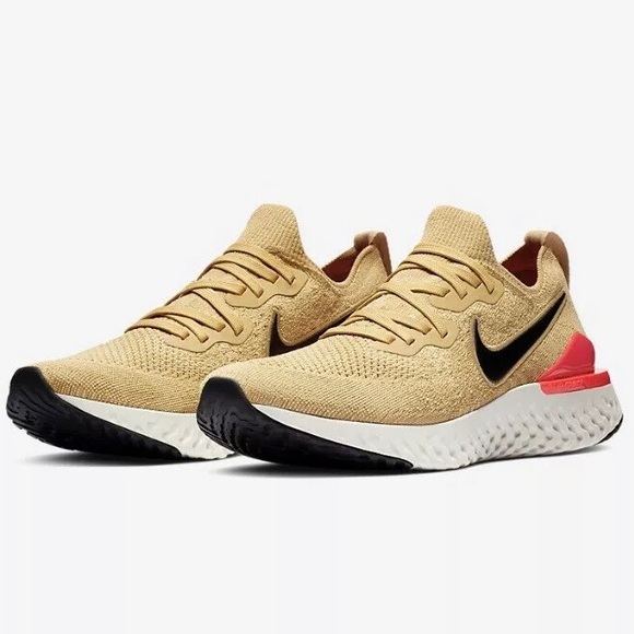 Nike Other - Nike Epic React Flyknit2 Club Gold Black Red Orbit